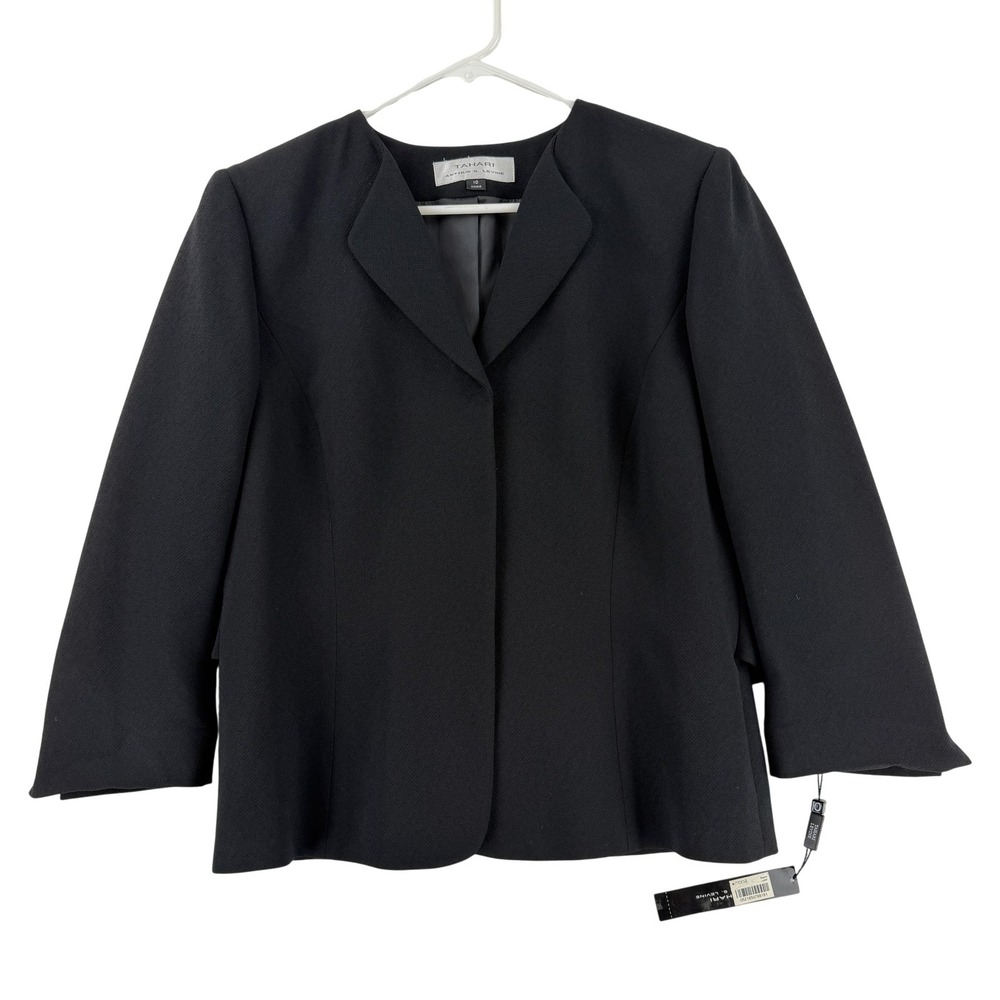 Tahari Arthur S Levine Blazer Womens 10 Black‎ Belted Lined Suit Jacket Career